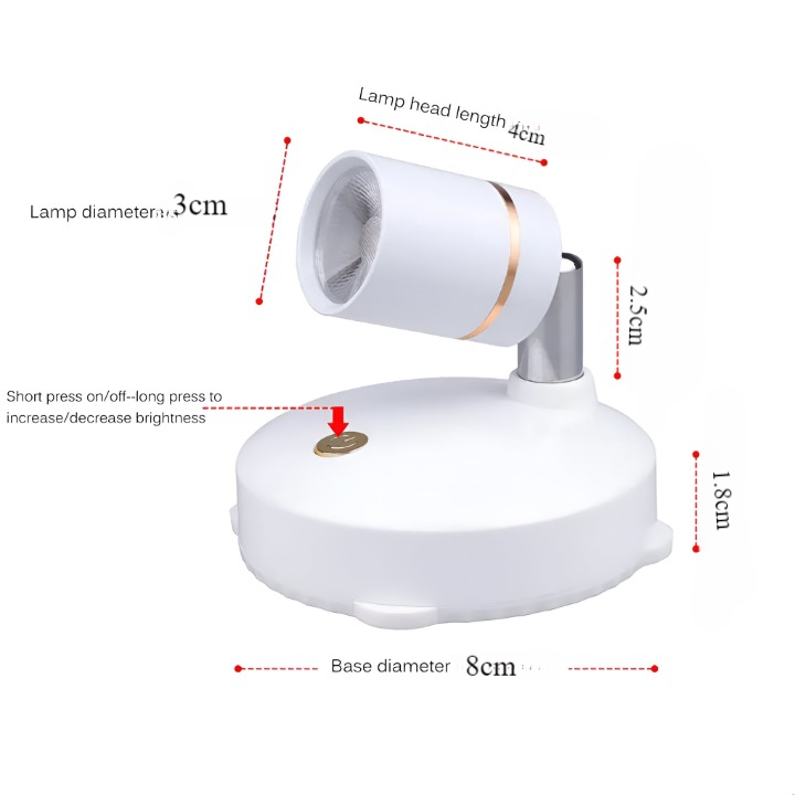 Dimbare Mini LED Spotlight Draadloos voor Thuis en Kantoor 7
