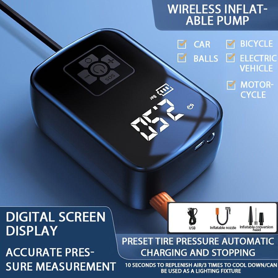 Draagbare Luchtcompressor Digitale Pomp met LED-lamp 3
