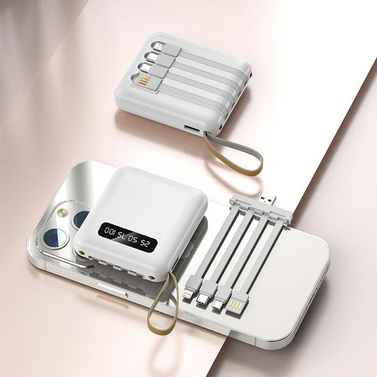 Draagbare Mini-Powerbank 20000 mAh met Geïntegreerde Kabels 0