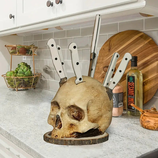 Gothic Doodskop Messenhouder voor de Keuken 0