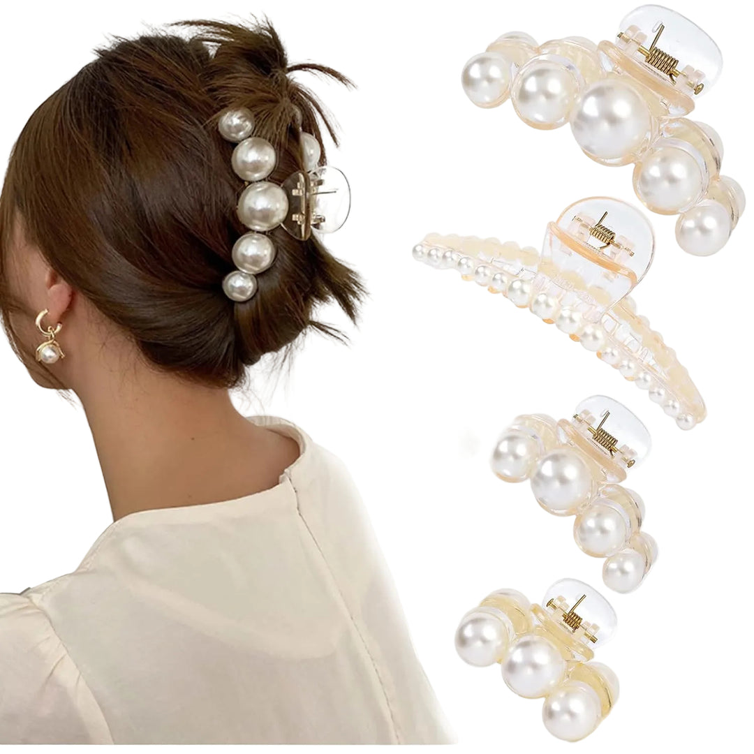 Haarclips voor Dames met Parels - 4 Stuks 0