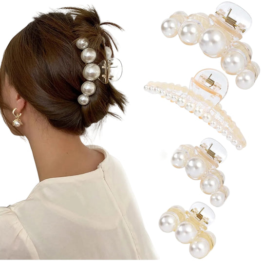 Haarclips voor Dames met Parels - 4 Stuks 0