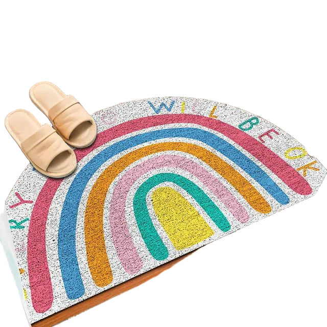 Halfronde Deurmat met Regenboog en Watermeloenprint 0