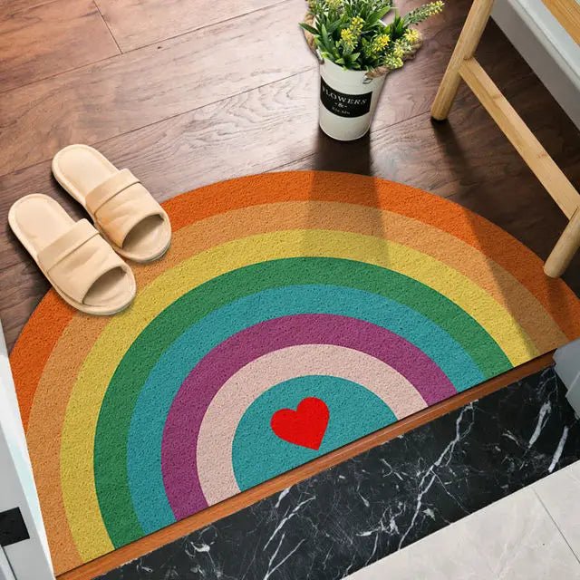 Halfronde Deurmat met Regenboog en Watermeloenprint 1