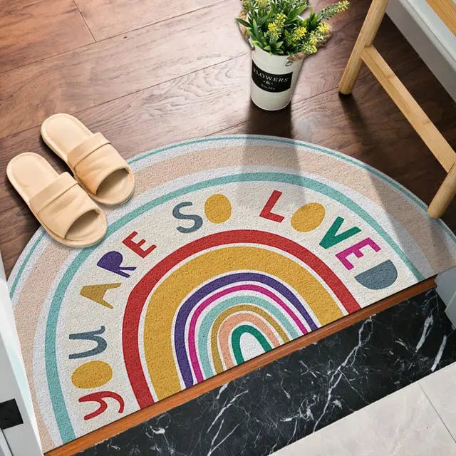 Halfronde Deurmat met Regenboog en Watermeloenprint 7