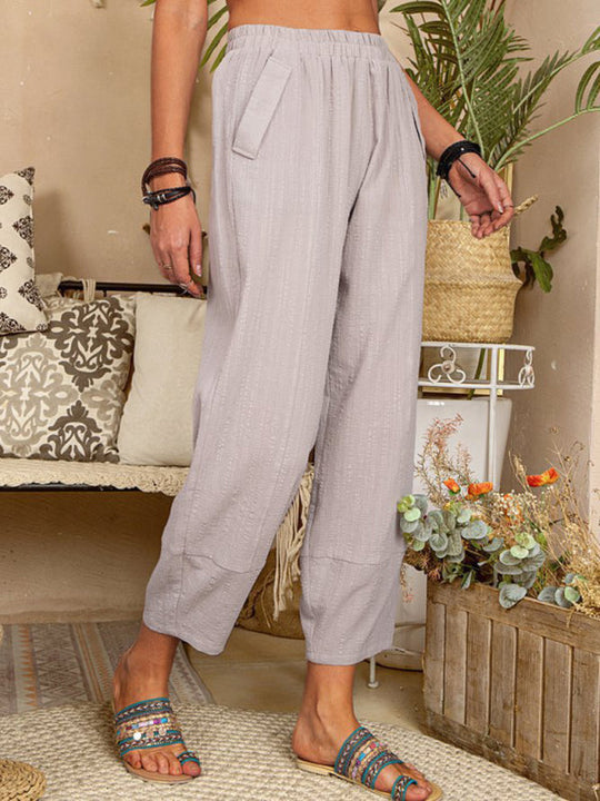 Heren Broek Casual Losse Katoen Linnen 3