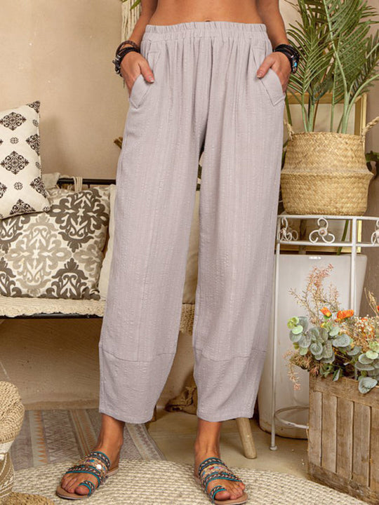 Heren Broek Casual Losse Katoen Linnen 5