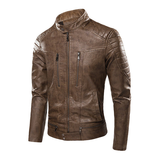 Heren Casual PU Leren Jas met Staande Kraag 2