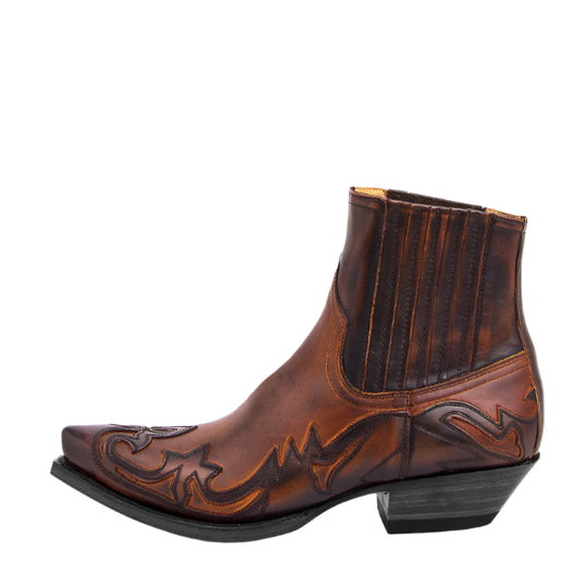 Heren Enkellaarsjes Cowboy Stijl Leer met Rits 0