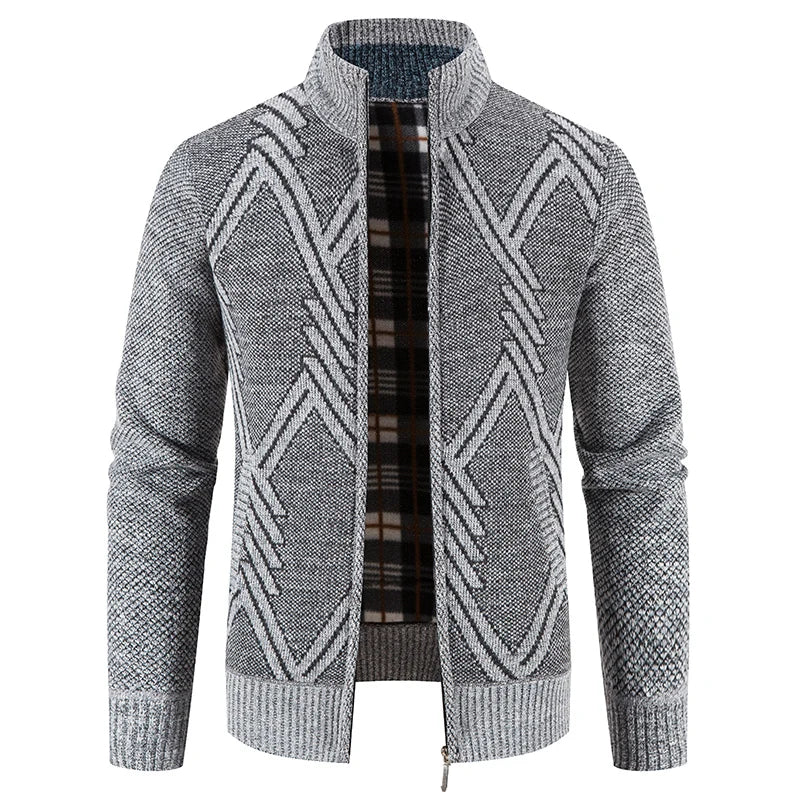 Heren Gebreide Cardigan met Patchwork Ontwerp 10