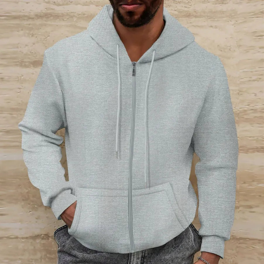 Heren Hooded Jacket Regular Fit Waffle Textuur 1
