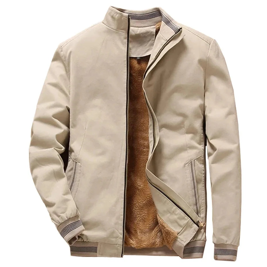 Heren Jas Winter Fleece Aviator Dikke Baseball Jas met Stevige Rits 0