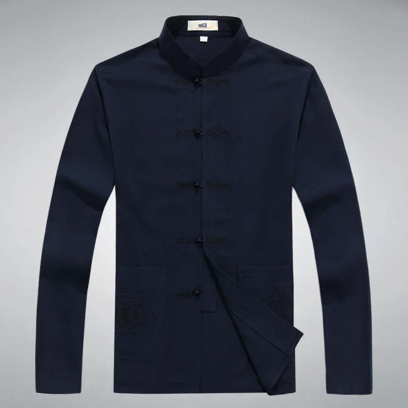 Heren Kleding Set Japanse Stijl met Lange Mouwen en Broek 3