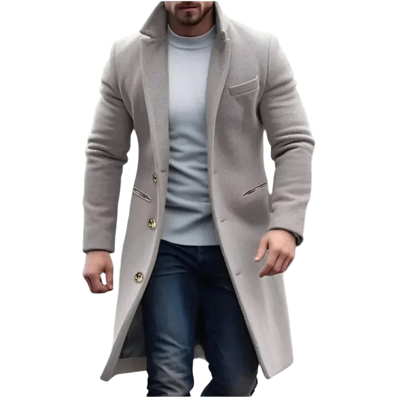 Heren Lange Trenchcoat Klassieke Stijl 0