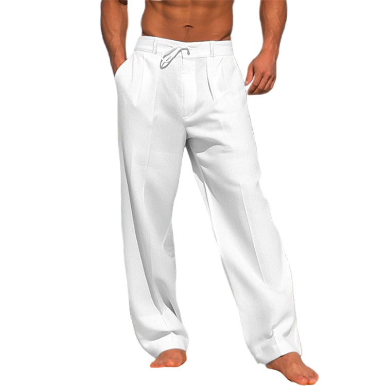 Heren Linnen Broek Relaxed Fit Met Touwtjesluiting 0