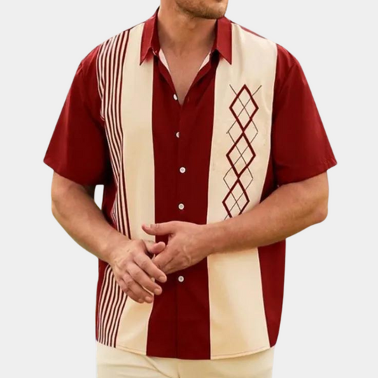 Heren Overhemd Korte Mouwen Retro Stijl 1