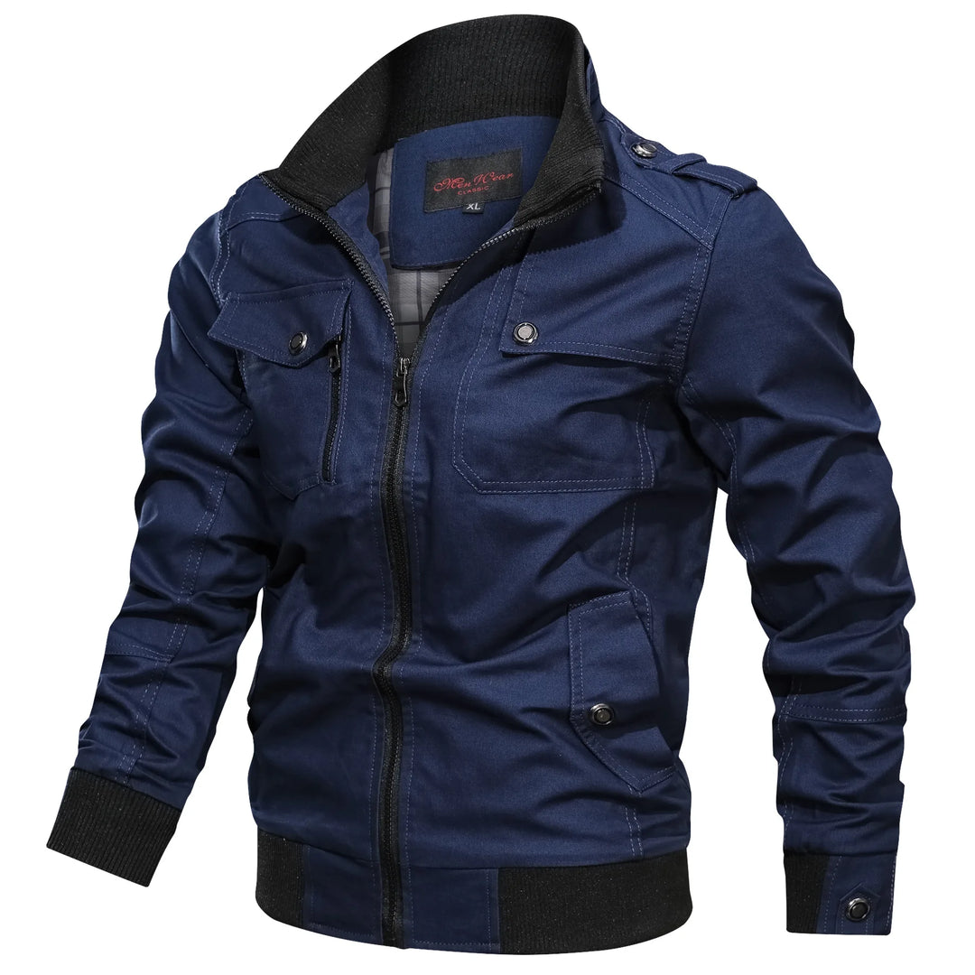 Heren Oversized Jas met Staande Kraag en Ritszakken 9