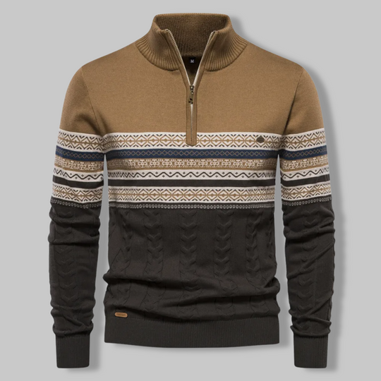 Heren Pullover Gestreept met Rits 1