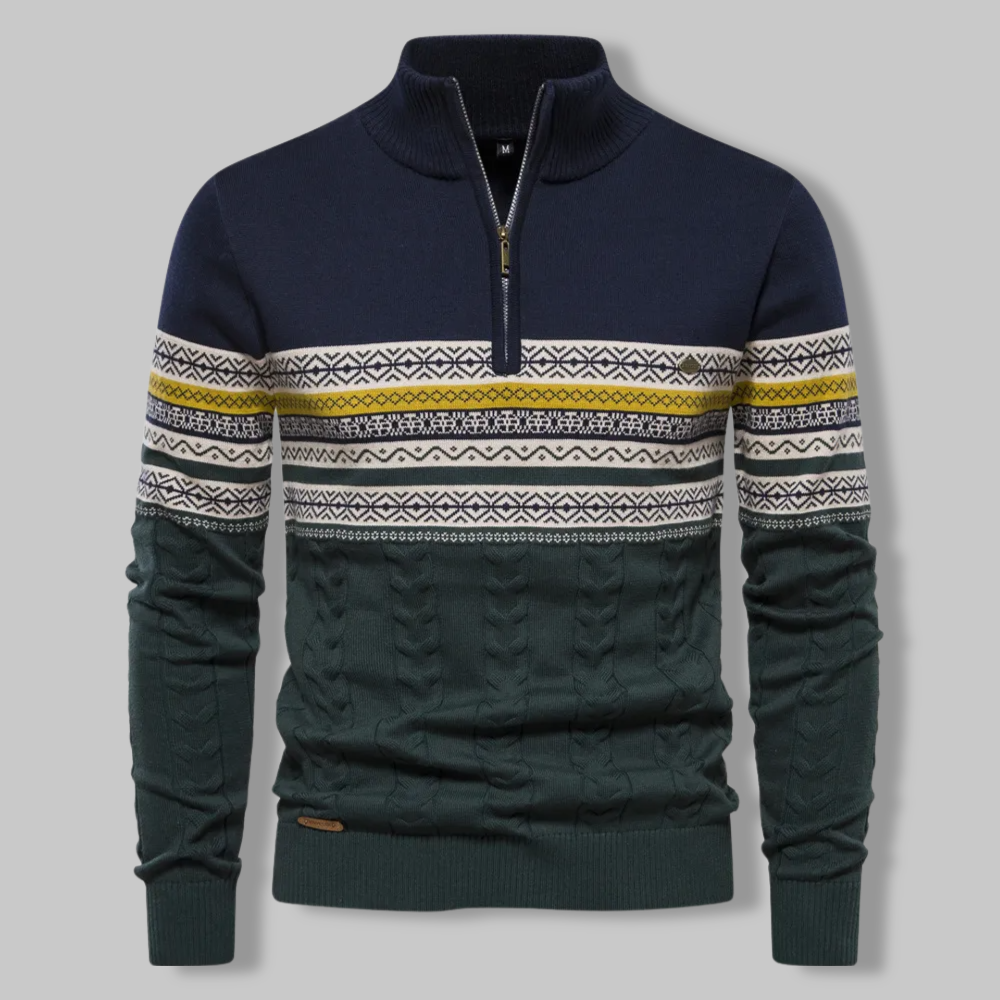 Heren Pullover Gestreept met Rits 3