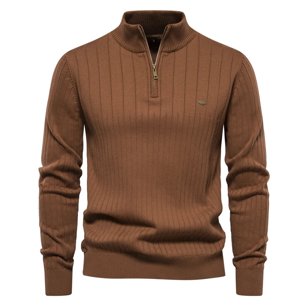 Heren Pullover Sweater Met Rits Katoen Casual Herfst 9