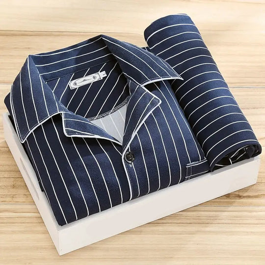 Heren Pyjama Set Klassiek Comfortabel met Knoopsluiting en Pyjamabroek 6