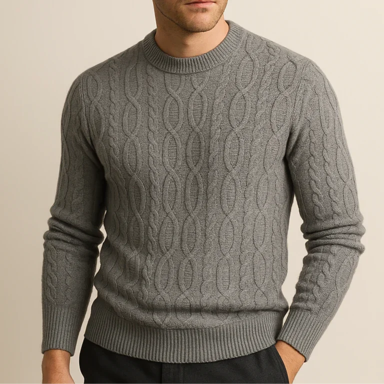 Heren Sweater Ronde Hals Kabelgebreid Stijlvol 1