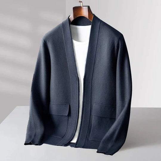 Heren Vest Gebreid Casual Stijl Met V-Hals en Voorzakken 9