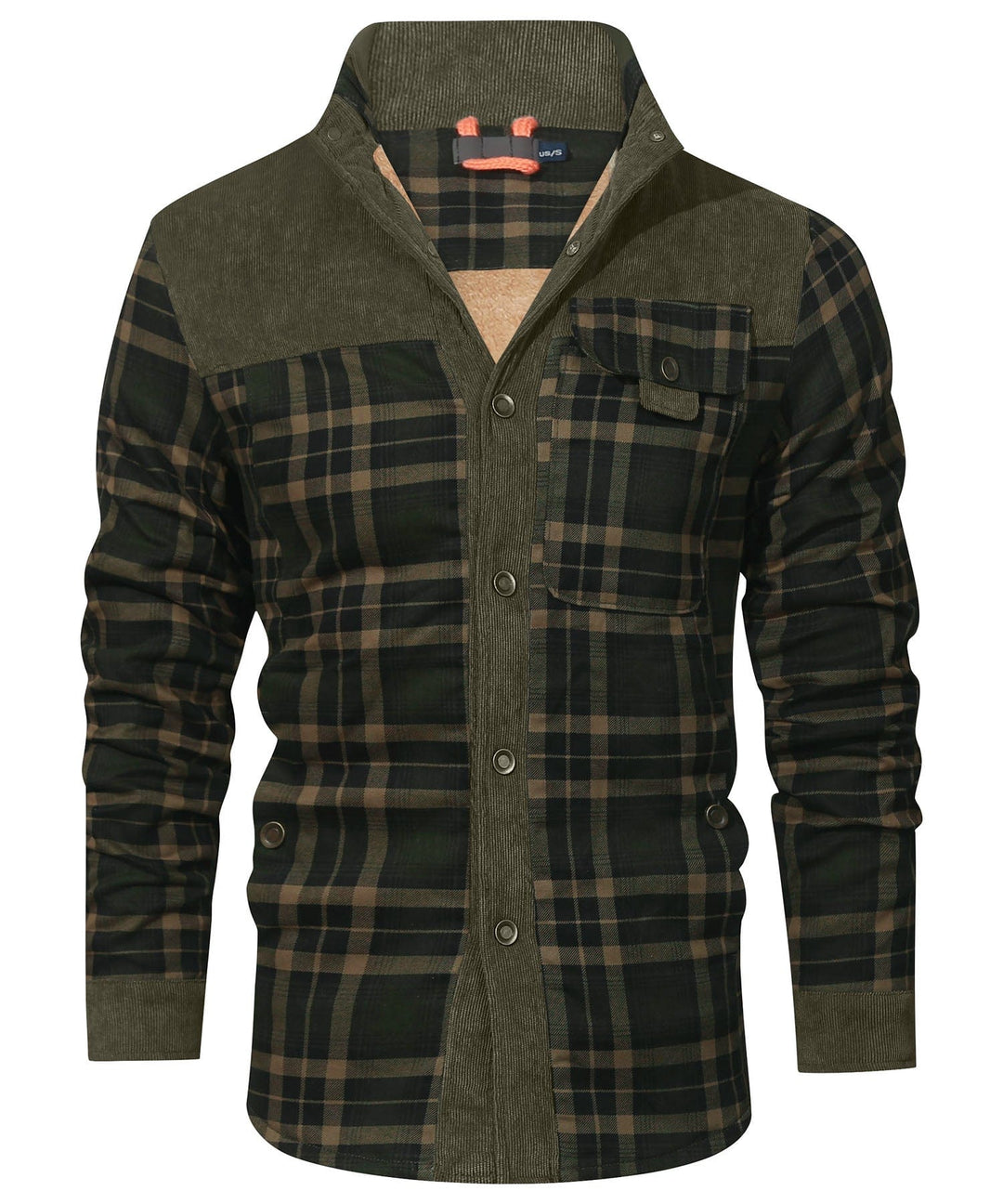 Heren Winterjas Plaid Ontwerp Met Fleece Voering 2
