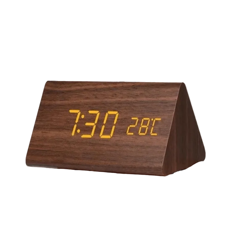 Houten Wandklok Spraakgestuurd Minimalistisch Design voor Slaapkamer en Woonkamer 0