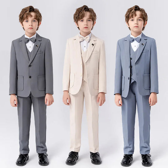 Jongens 4-delige Smoking Set Stijlvol Met Blazer, Broek En Vlinderdas 1