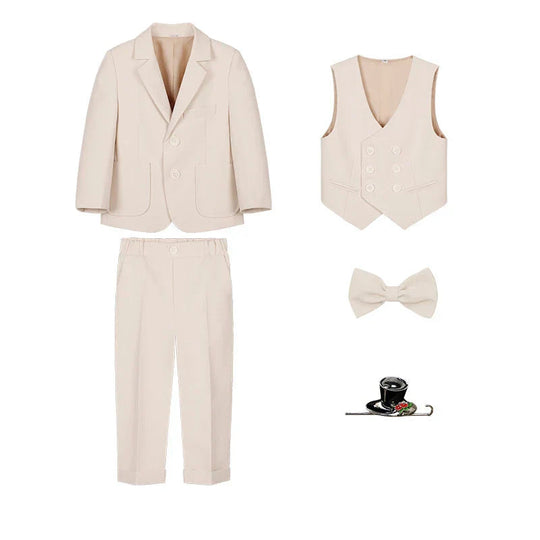 Jongens 4-delige Smoking Set Stijlvol Met Blazer, Broek En Vlinderdas 7