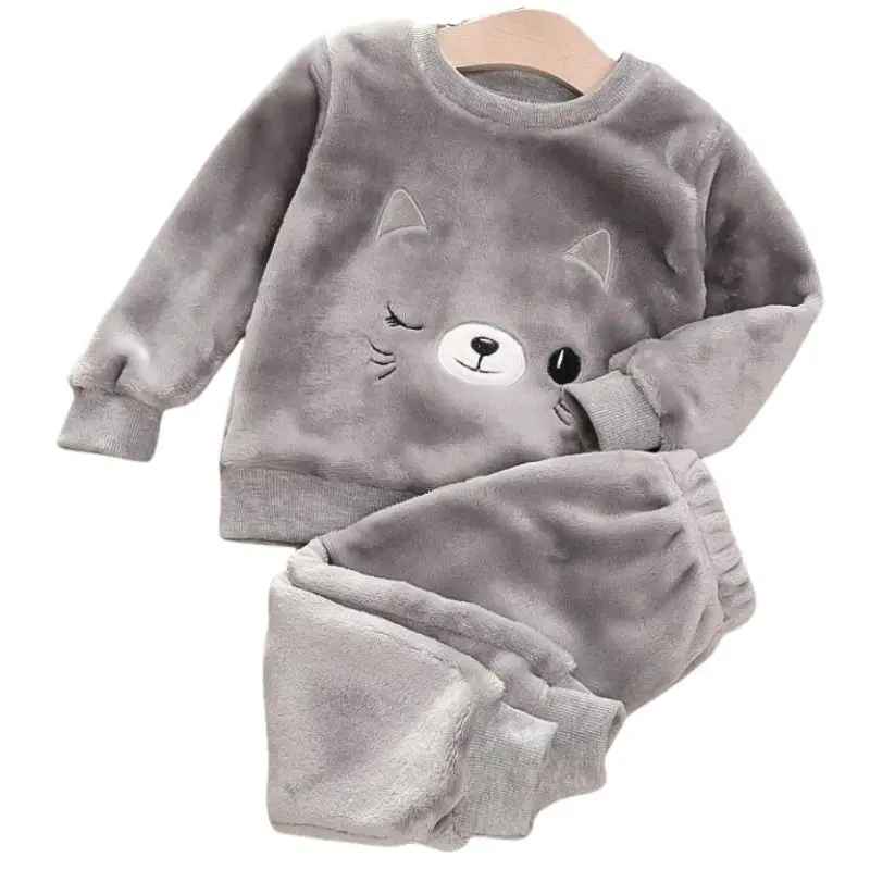 Kinderen Fleece Pyjama Set voor Winter 0