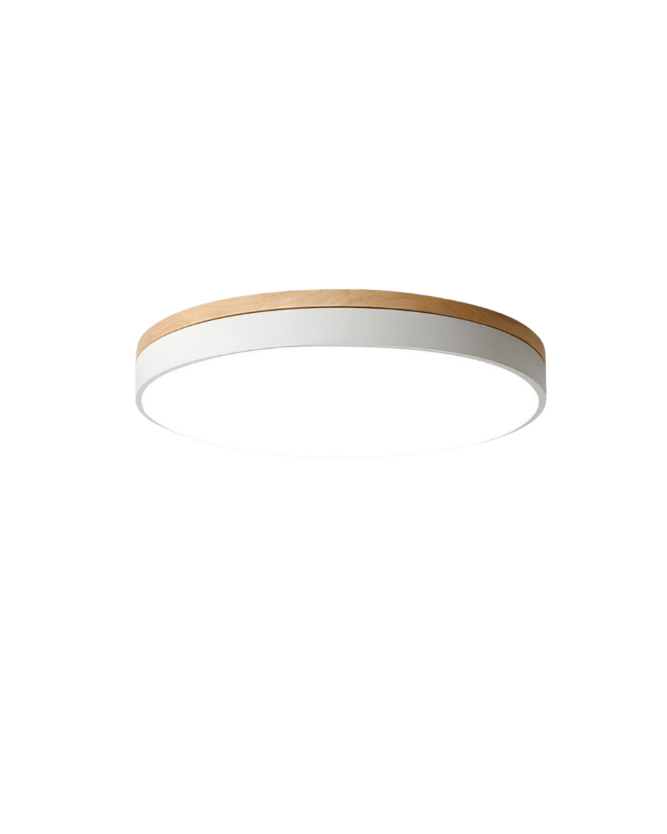 LED Plafondlamp met Natuurlijke Houtnerf en Groen Accent 10