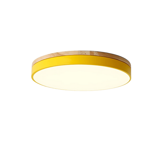 LED Plafondlamp met Natuurlijke Houtnerf en Groen Accent 9