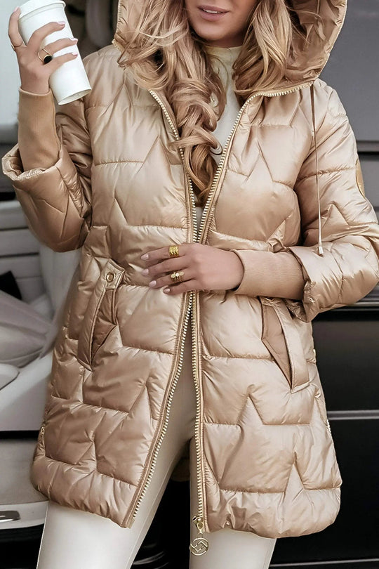 Lange Dames Jas Gewatteerd met Capuchon voor Winter 6