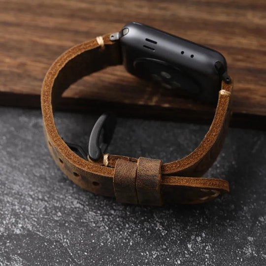 Leren Apple Watch Band Handgemaakt Vintage Stijl 4