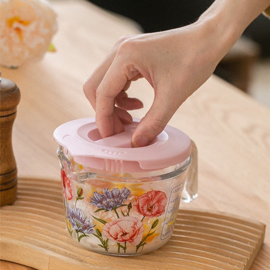 Maatbeker met Deksel Bloemen Design 3