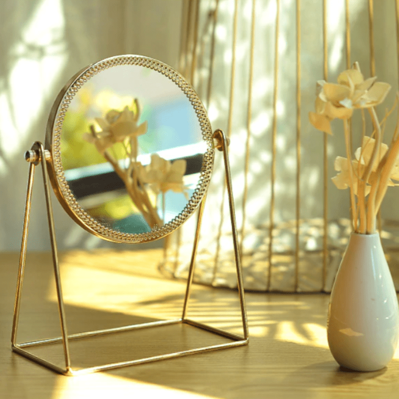 Make-up Spiegel Gouden Design met Dubbele Vergroting 0