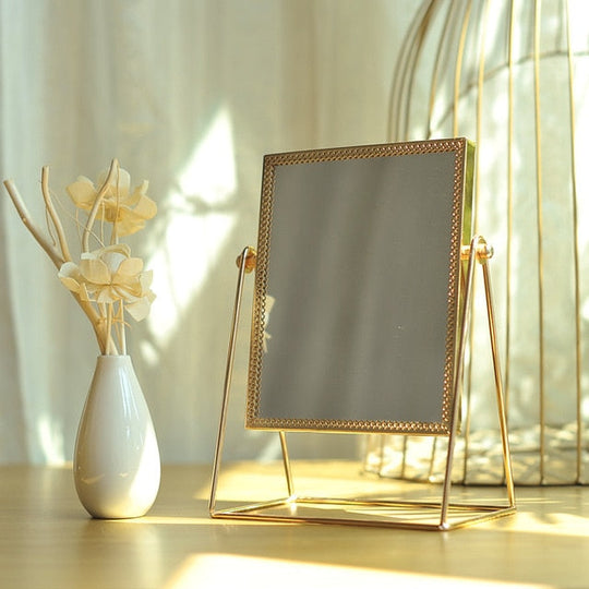 Make-up Spiegel Gouden Design met Dubbele Vergroting 1