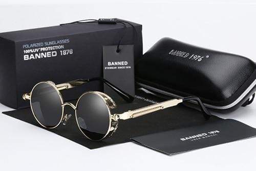 Mannen Ronde Zonnebril Steampunk Stijl 3