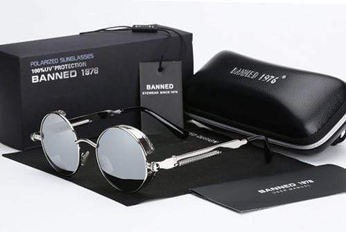 Mannen Ronde Zonnebril Steampunk Stijl 7