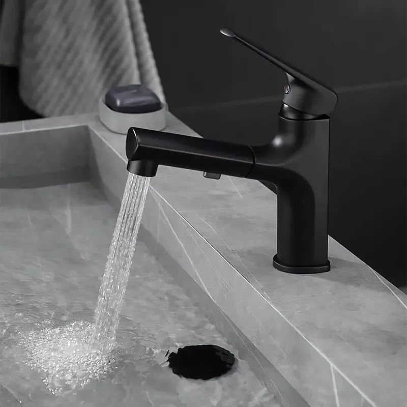 Moderne Badkraan Met Handdouche Eengreeps Uittrekbaar Design 0