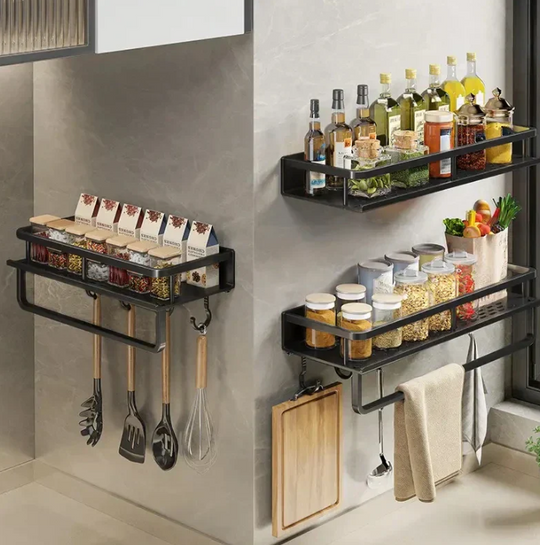 Moderne Keukenplank met Haken en Handdoekhouder 2