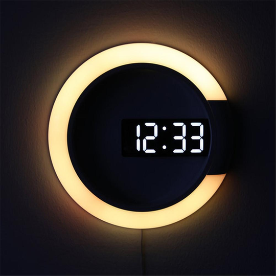 Moderne LED Wandklok met Ringlamp 1