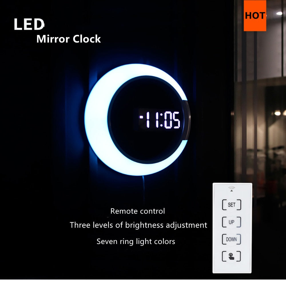 Moderne LED Wandklok met Ringlamp 3