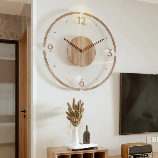 Moderne Wandklok Hout Minimalistisch Design 0