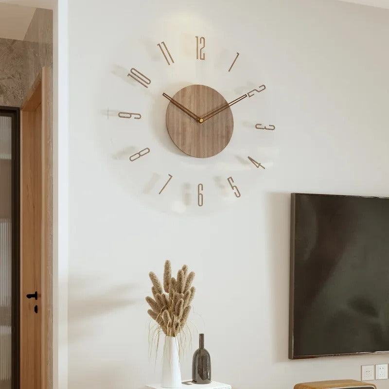 Moderne Wandklok Hout Minimalistisch Design 7