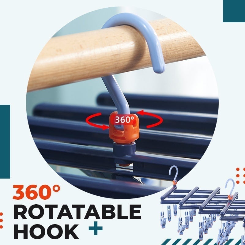 Multifunctioneel Opvouwbaar Droogrek met 360° Draaibare Haken 4