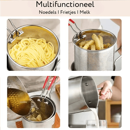 Multifunctionele Friteuse Roestvrijstaal met Siliconen Handvat 4