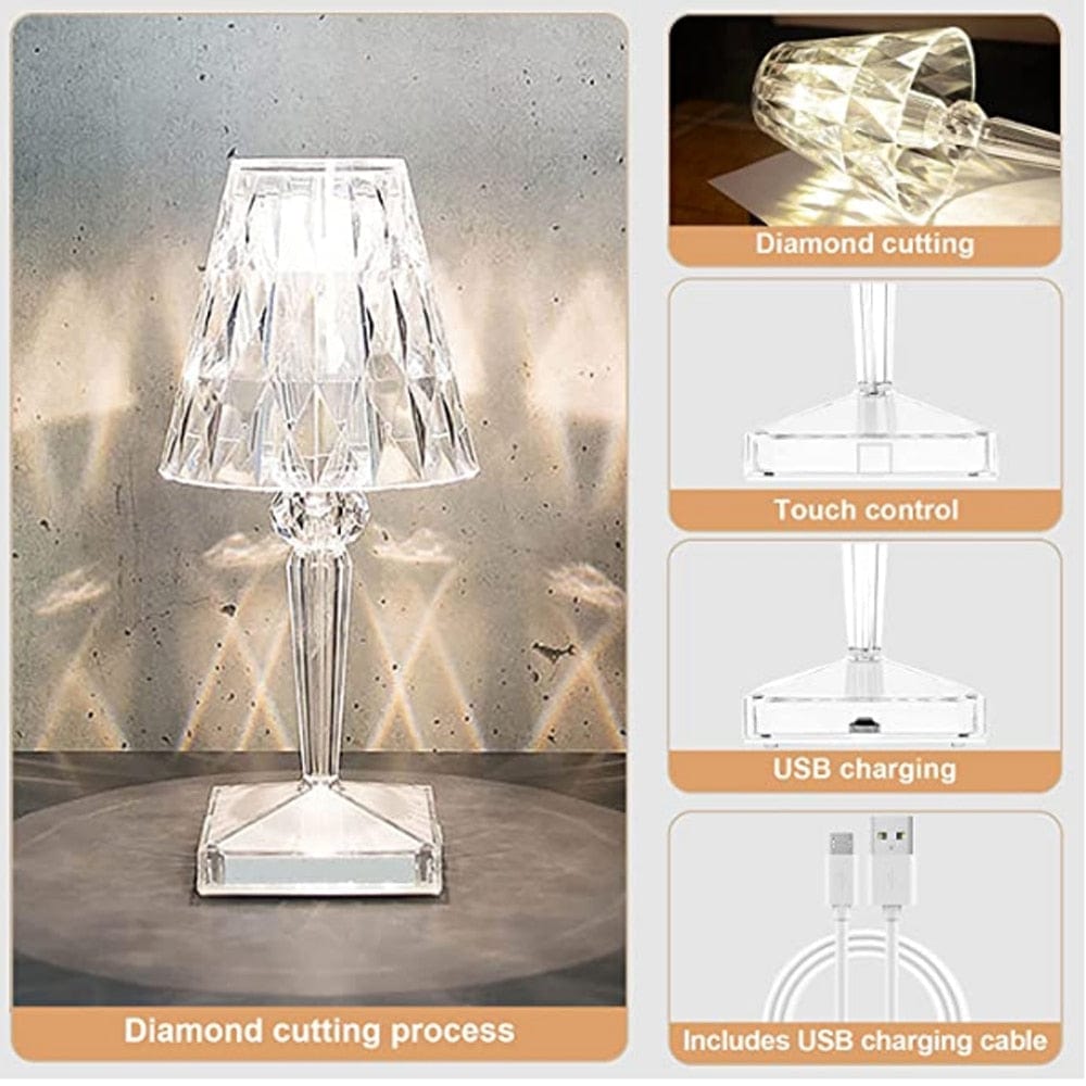 Oplaadbare Tafellamp Draadloos Diamantontwerp Met Instelbare Lichtkleur 6